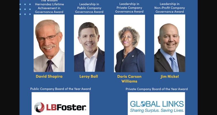 The National Association of Corporate Directors (NACD) Three Rivers Chapter earlier this month presented its 2024 awards, honoring company boards and directors in the public, private, and non-profit sectors for their achievements.