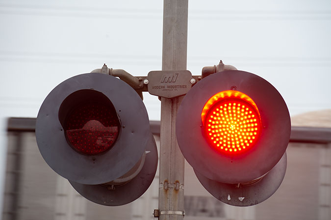 Flashing lights at a crossing